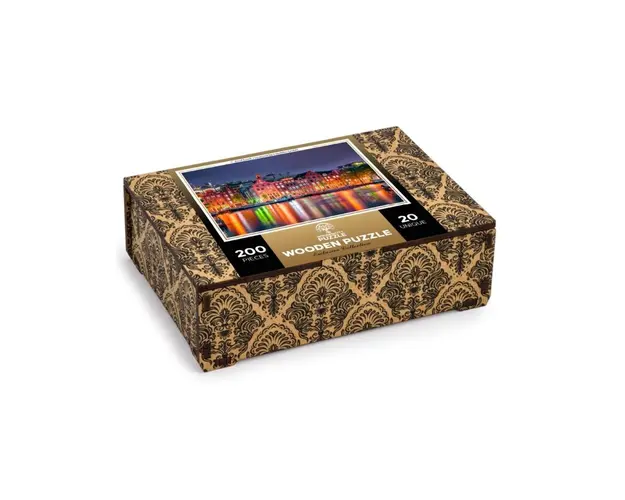 Puzzle din lemn, Amsterdam noaptea, 200 piese
