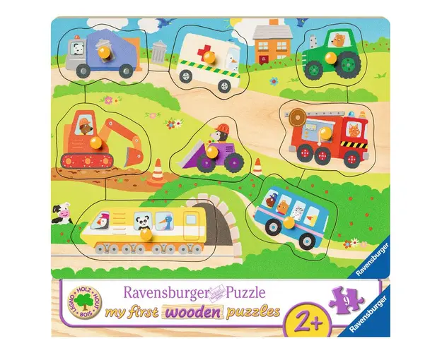 Primul Meu Puzzle Din Lemn Cu Vehicule, 8 Piese