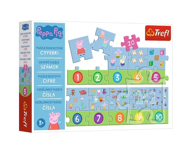 Trefl - Puzzle educativ Numere Peppa Pig , Puzzle Copii, piese 20