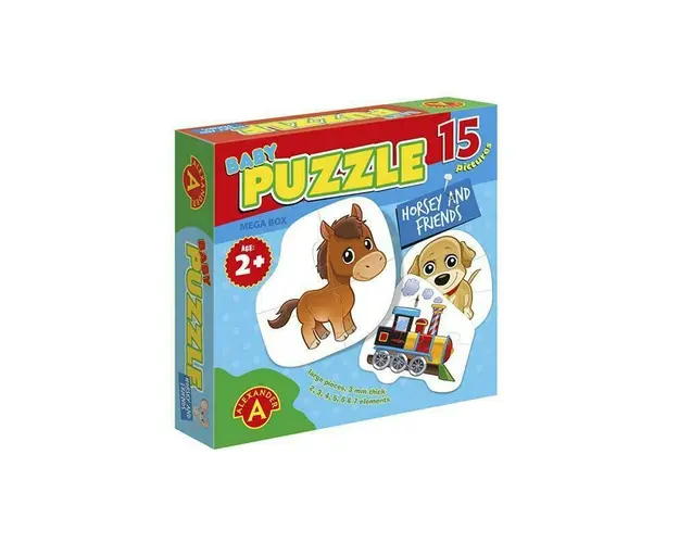 Puzzle educativ mega Box, Calutul si prietenii, 15 imagini, +2 ani, Alexander Games