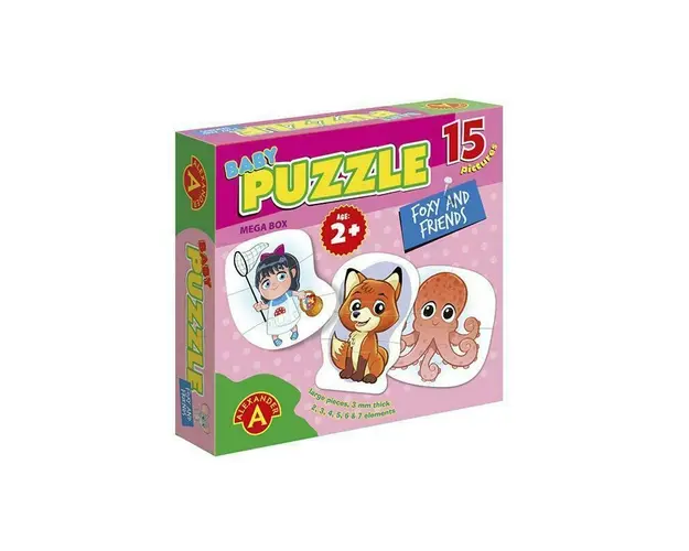 Puzzle educativ mega Box, Vulpita si prietenii, 15 imagini, +2 ani, Alexander Games