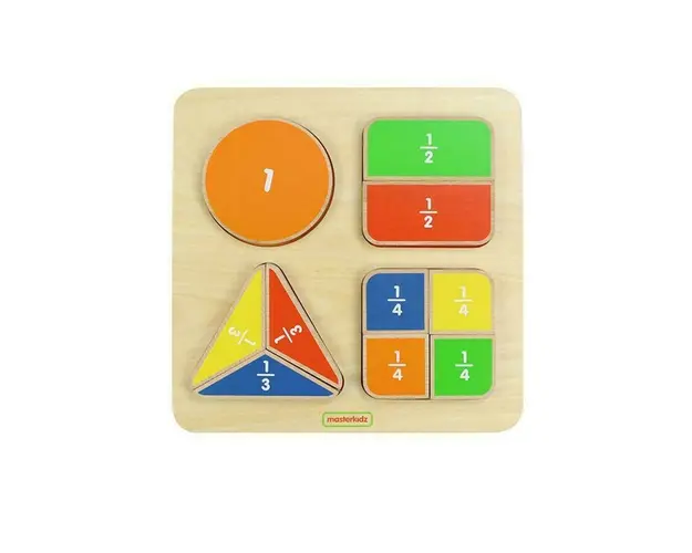 Panou educativ Fractiile (forme geometrice), din lemn, +2 ani, Masterkidz