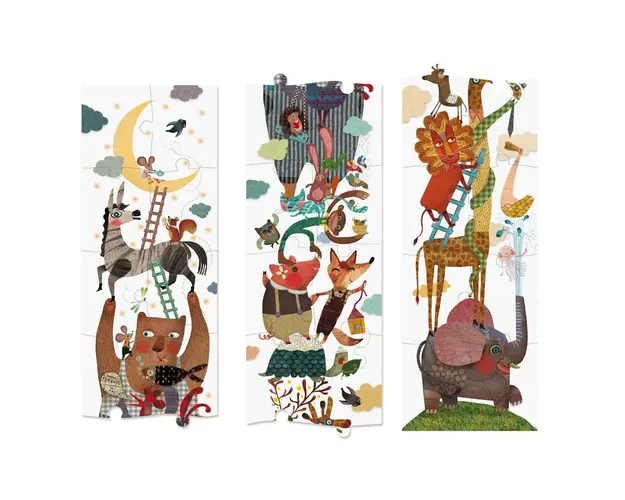 Londji - Puzzle animale Sus pana la luna , Puzzle Copii , Gigant, piese 24