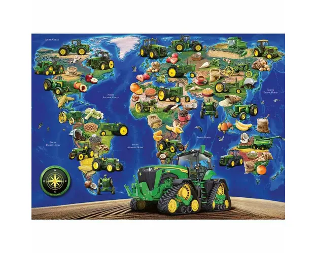Puzzle personaje, Ravensburger, Harta John Deere, 300 piese, 9 ani+, Multicolor