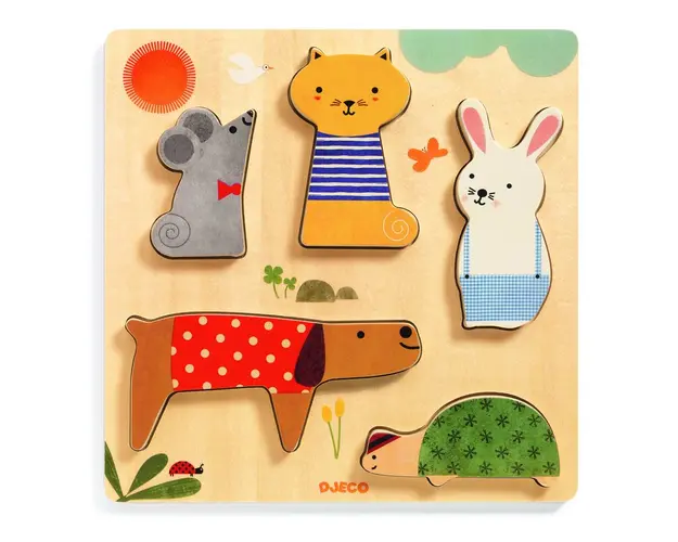 Djeco - Puzzle lemn animale de companie