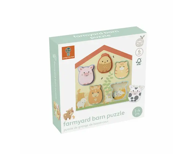 Puzzle lemn animale de ferma, Orange Tree Toys