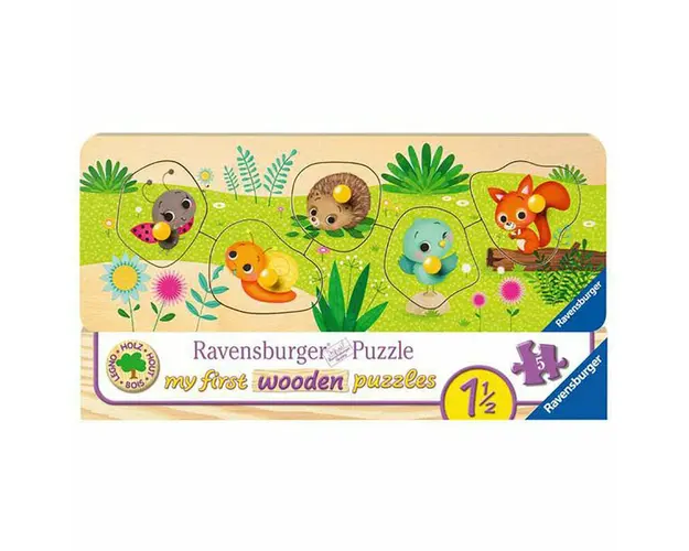 Puzzle Lemn Animalute, 5 Piese