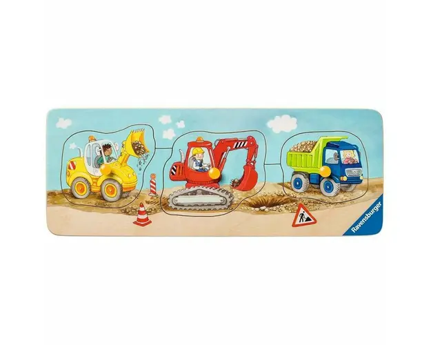 Puzzle Lemn Utilaje Constructii, 3 Piese