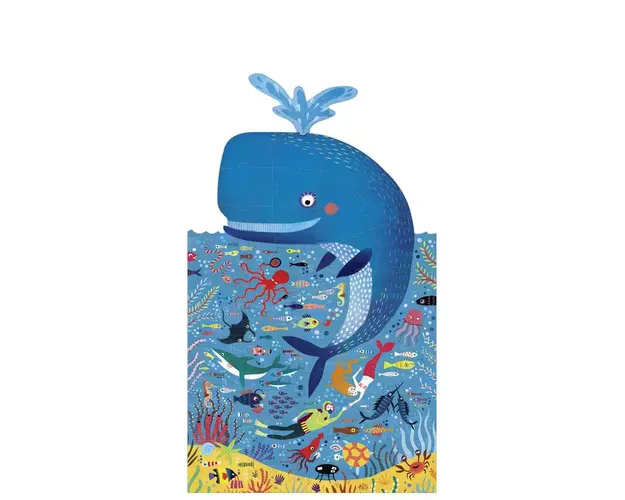 Londji - Puzzle animale Balena albastra in ocean , Puzzle Copii, piese 36