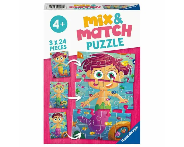 Puzzle Mix&Match Sirene Si Monstri, 3X24 Piese