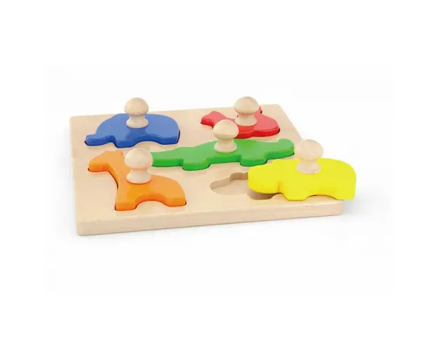Viga - Puzzle Montessori cu maner, Animale,