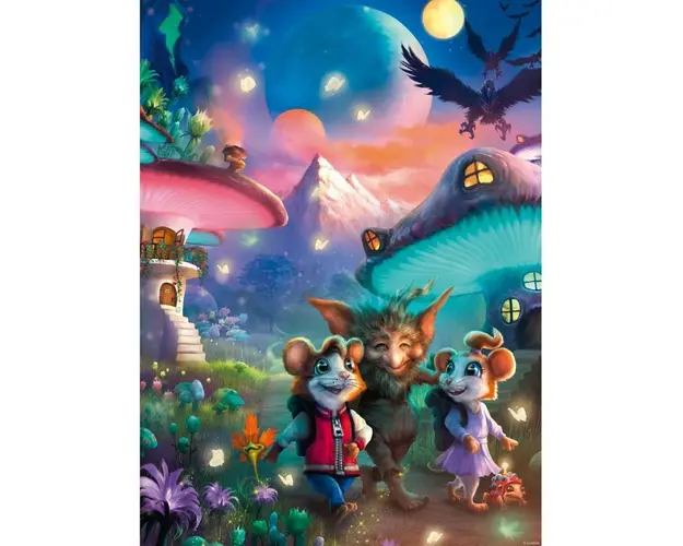 Puzzle personaje, Ravensburger, Orasul ciuperca, 100 piese, 6 ani+, Multicolor