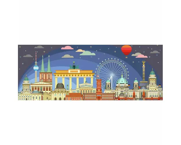Puzzle Panorama Berlinul Noaptea, 1000 Piese