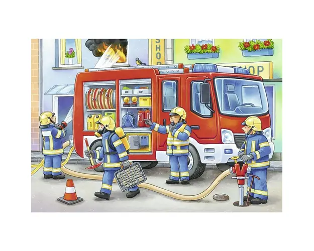 Puzzle Plastic Pompieri, 12 Piese