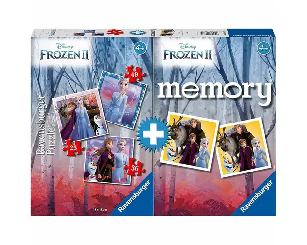 Puzzle si Joc Memory Frozen, 25/36/49 Piese