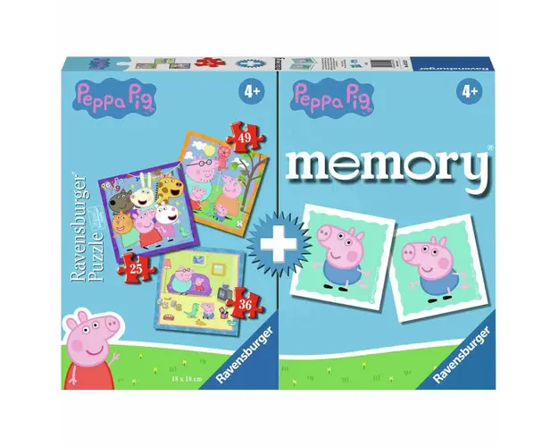 Puzzle si Joc Memory Peppa Pig, 25/36/49 Piese