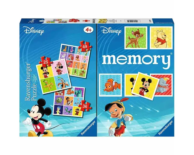 Puzzle si Joc Memory Personaje Disney, 25/36/49 Piese