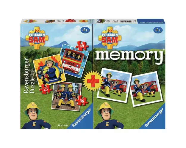 Puzzle si Joc Memory Pompierul Sam, 25/36/49 Piese