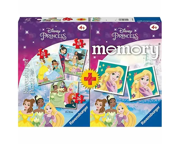 Puzzle si Joc Memory Printesele Disney, 25/36/49 Piese