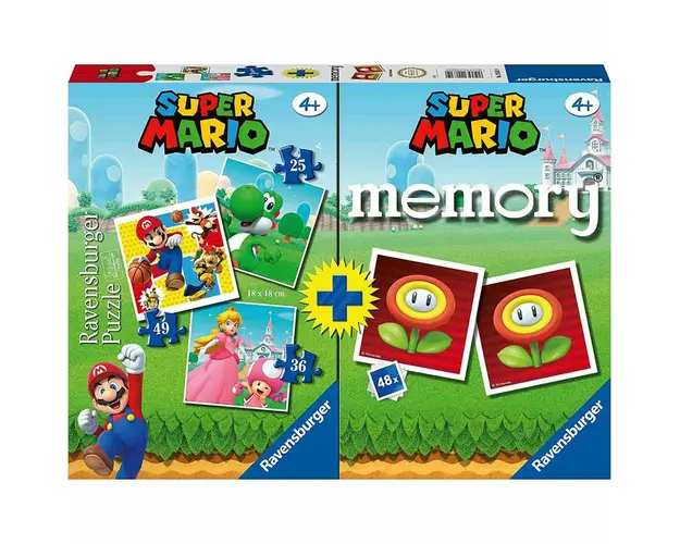 Puzzle si Joc Memory Super Mario, 25/36/49 Piese