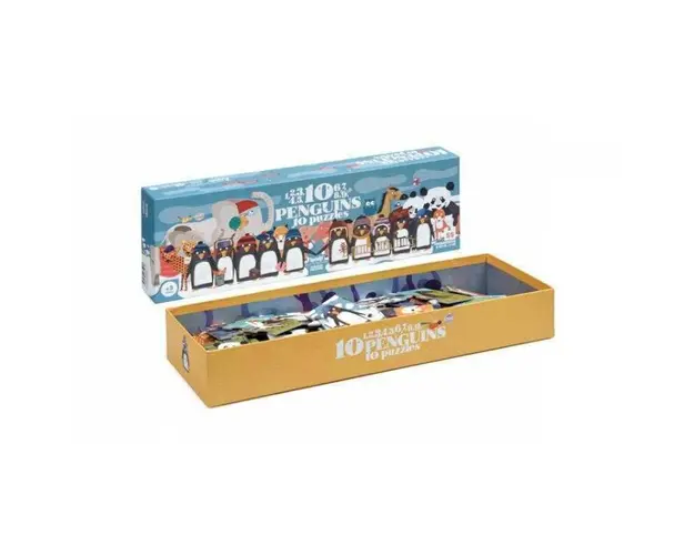 Londji - Puzzle animale 1 2 3..10 pinguini , Puzzle Copii , Progresiv, piese 55
