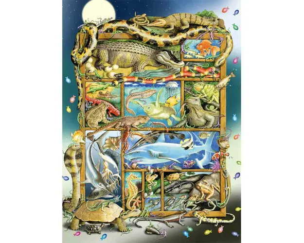 Puzzle animale, Ravensburger, Reptile, 200 piese, 8 ani+, Multicolor