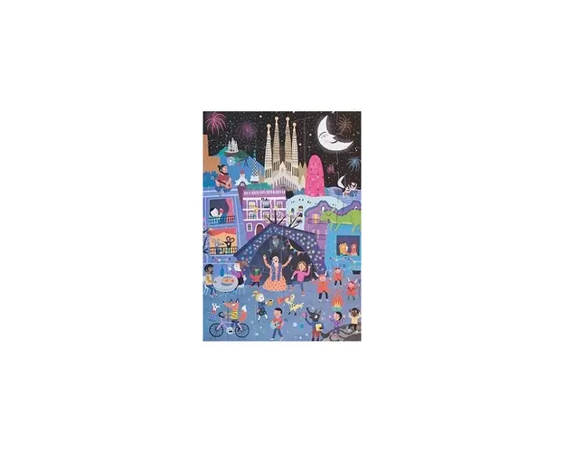 Londji - Puzzle orase Zi si noapte in Barcelona , Puzzle Copii , Reversibil, piese 36