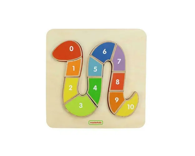 Panou educativ sortator, Sarpe colorat cu numere 1-10, din lemn, +2 ani, Masterkidz