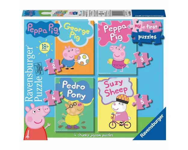 Puzzle Set 4 Buc Peppa Pig, 2/3/4/5 Piese
