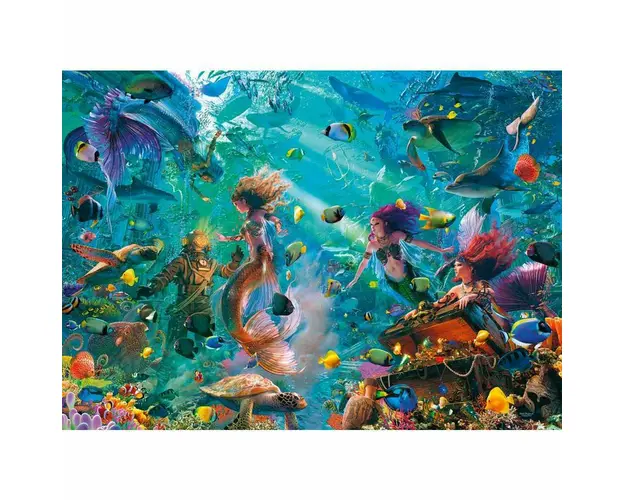 Puzzle personaje, Ravensburger, Sirene si animale, 9000 piese, 12 ani+, Multicolor