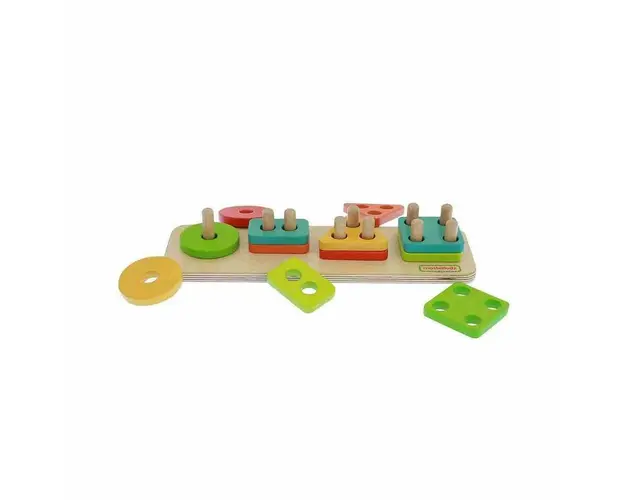 Puzzle sortator 4 forme geometrice din lemn, +2 ani, Masterkidz