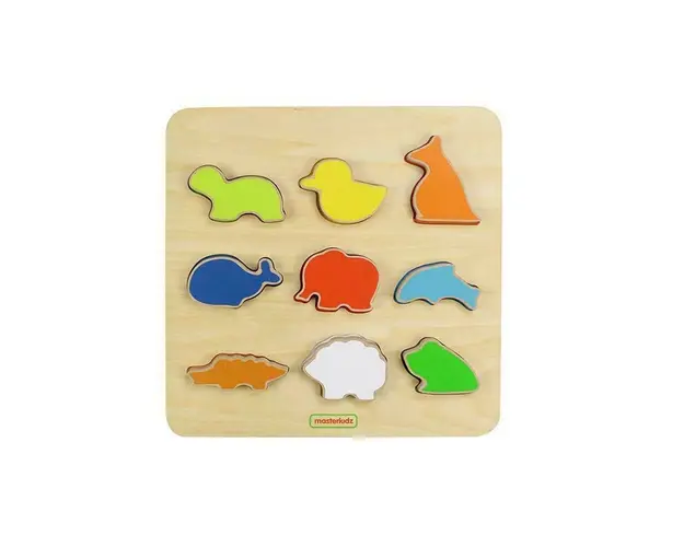 Panou educativ sortator de forme (animale), din lemn, +2 ani, Masterkidz