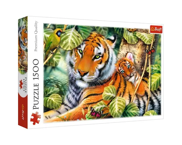 Trefl - Puzzle animale Tigri bengalezi in padurea tropicala , Puzzle Copii, piese 1500