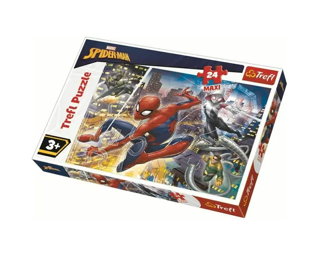 Trefl - Puzzle personaje Curajosul Spiderman , Puzzle Copii , Maxi, piese 24, Multicolor