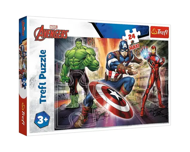 Trefl - Puzzle personaje Eroi Avengers , Puzzle Copii , Maxi, piese 24, Multicolor