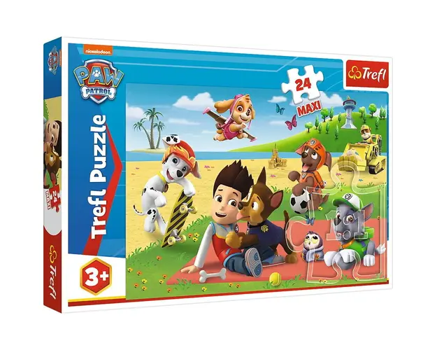 Trefl - PUZZLE 24 MAXI PATRULA CATELUSILOR DISCTRACTIA LA PLAJA
