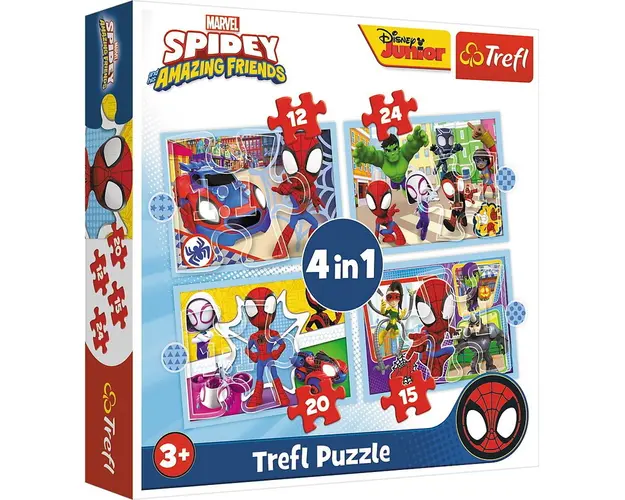 Trefl - PUZZLE 4IN1 SPIDAY ECHIPA SPIDAY