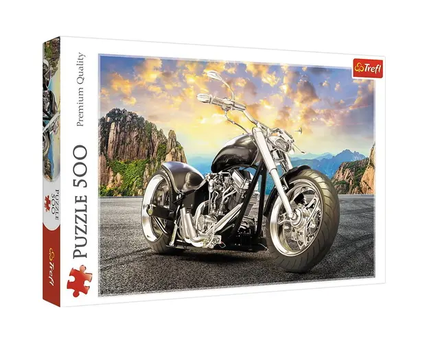 Trefl - Puzzle vehicule Motocicleta neagra , Puzzle Copii, piese 500