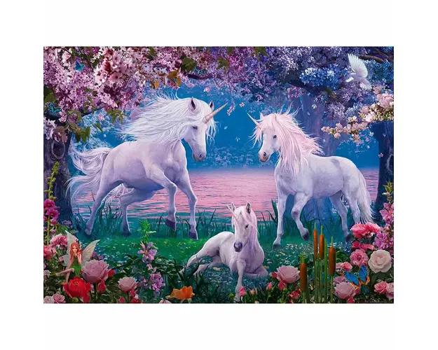 Puzzle Unicorni Albi, 100 Piese