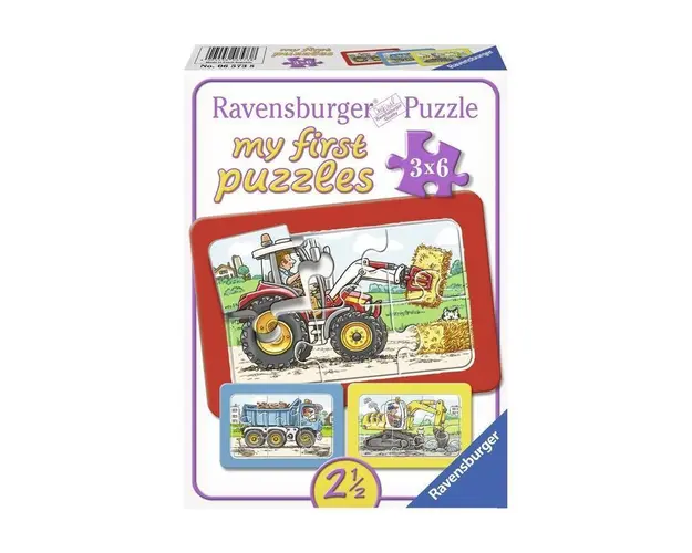 Puzzle Excavator, Tractor Si Basculanta, 3X6 Piese