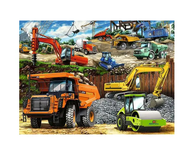 Puzzle Vehicule De Constructii, 100 Piese
