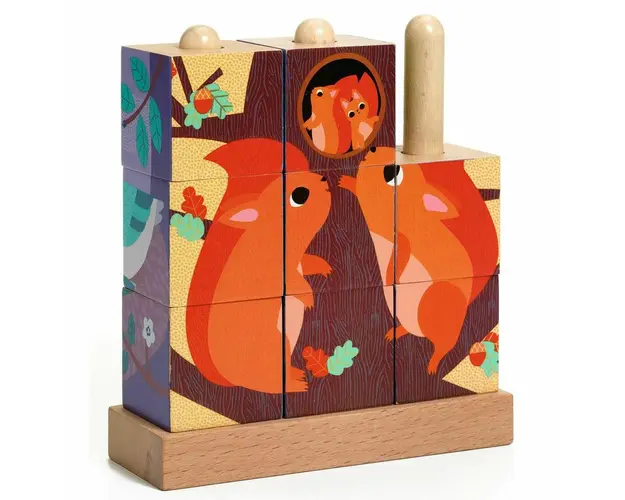 Djeco - Puzzle vertical cu cuburi , Puzz-Up Forest