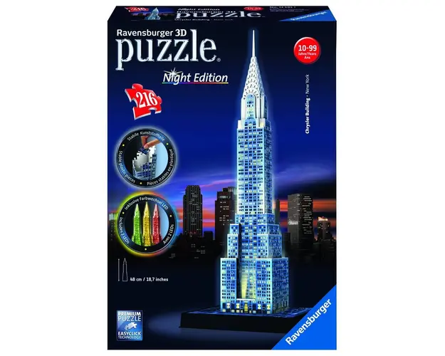 Puzzle 3D Cladirea Chrysler, Editie Luminoasa, 216 Piese