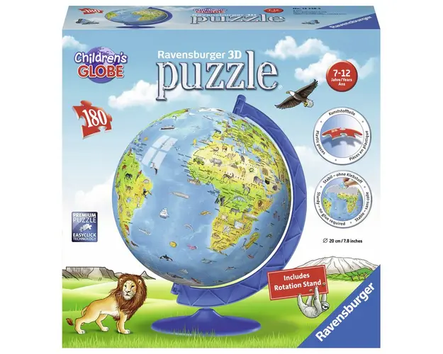 Puzzle 3D Copii - Globul Lumii, 180 Piese