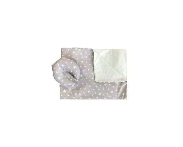 Reductor Personalizat Bebe Bed Nest cu paturica si pernuta antiplagiocefalie Deseda Stelute pe gri