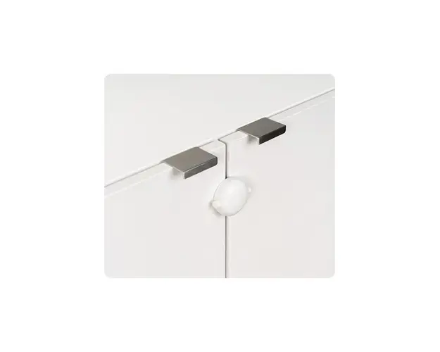Sistem blocare mobilier, Reer, Pentru usi duble, Cu adeziv si suruburi, Alb