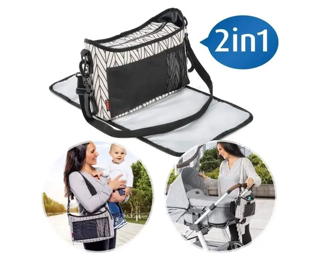 Geanta organizator cu aleza pentru schimbat scutecul bebelusului Reer Clip&Go Vario 84072