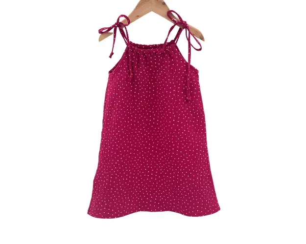 Rochie de vara cu snur pentru fetite, din muselina, Dots, 2-3 ani