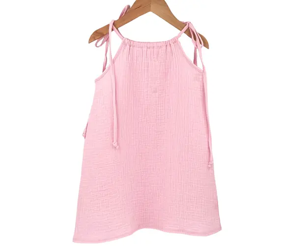 Rochie de vara cu snur pentru fetite, din muselina, Magic Pink, 4-5 ani