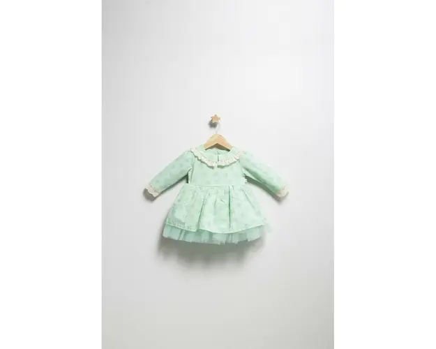Rochita eleganta pentru fetite Elbise, Tongs baby, cu tulle si volane (Culoare: Bej, Marime: 12-18 Luni)